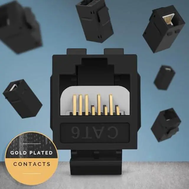 Alt view image 5 of 5 - Everest Media Solutions RJ45 CAT6 Keystone Coupler in Black - 48-Pack - Female to Female Ethernet Keystone Jack for Standard Wall Plates & Patch Panels - UTP Inline RJ45 Coupler Extender