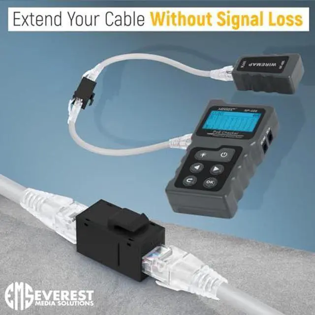 Alt view image 4 of 5 - Everest Media Solutions RJ45 CAT6 Keystone Coupler in Black - 48-Pack - Female to Female Ethernet Keystone Jack for Standard Wall Plates & Patch Panels - UTP Inline RJ45 Coupler Extender