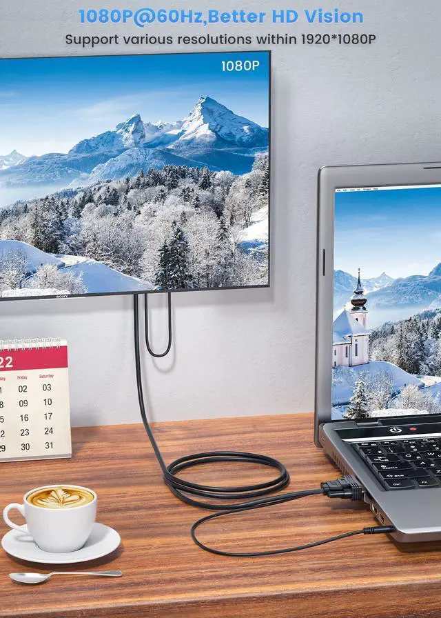 Alt view image 4 of 5 - FOINNEX VGA to HDMI Cable 33FT/10M, 1080P VGA to HDMI Adapter Cable Old PC to New TV/Monitor with HDMI, VGA to HDMI Converter Cable with Audio for Connecting Laptop with VGA to New Monitor HDTV