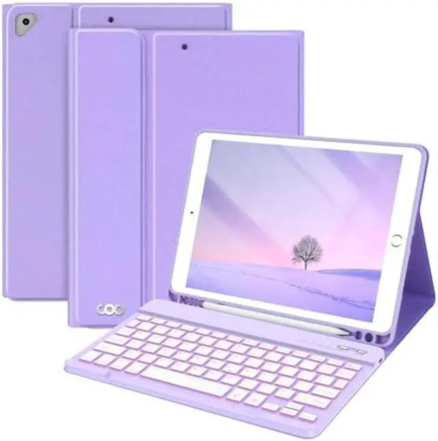 Main image of New iPad 9th Generation Keyboard Case 10.2" 2021/(8th Gen) 2020/(7th Gen) 2019,7 Colors Backlit Keyboard Case for iPad 10.2" /iPad Air 3 10.5"(3rd Gen)/iPad Pro 10.5" with Pencil Holder(Purple)