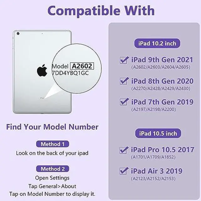 Alt view image 2 of 5 - New iPad 9th Generation Keyboard Case 10.2" 2021/(8th Gen) 2020/(7th Gen) 2019,7 Colors Backlit Keyboard Case for iPad 10.2" /iPad Air 3 10.5"(3rd Gen)/iPad Pro 10.5" with Pencil Holder(Purple)