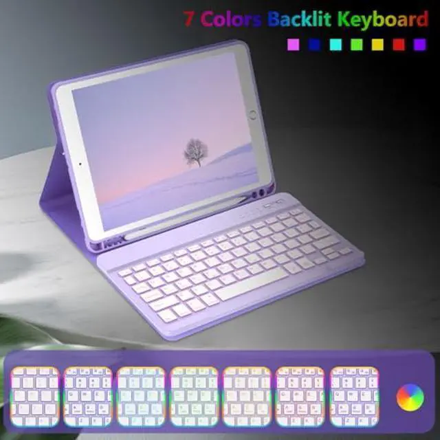 Alt view image 3 of 5 - New iPad 9th Generation Keyboard Case 10.2" 2021/(8th Gen) 2020/(7th Gen) 2019,7 Colors Backlit Keyboard Case for iPad 10.2" /iPad Air 3 10.5"(3rd Gen)/iPad Pro 10.5" with Pencil Holder(Purple)