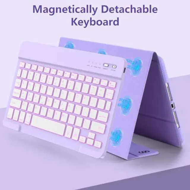 Alt view image 5 of 5 - New iPad 9th Generation Keyboard Case 10.2" 2021/(8th Gen) 2020/(7th Gen) 2019,7 Colors Backlit Keyboard Case for iPad 10.2" /iPad Air 3 10.5"(3rd Gen)/iPad Pro 10.5" with Pencil Holder(Purple)