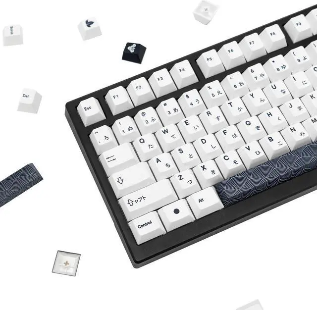 Main image of GEKUCAP Black and White Japanese Keycaps 152 Keys Minimalist Style Cherry Profile Key Caps PBT Dye Sublimation Customized Keycaps Set Compatible with Cherry MX Switches Mechanical Keyboards