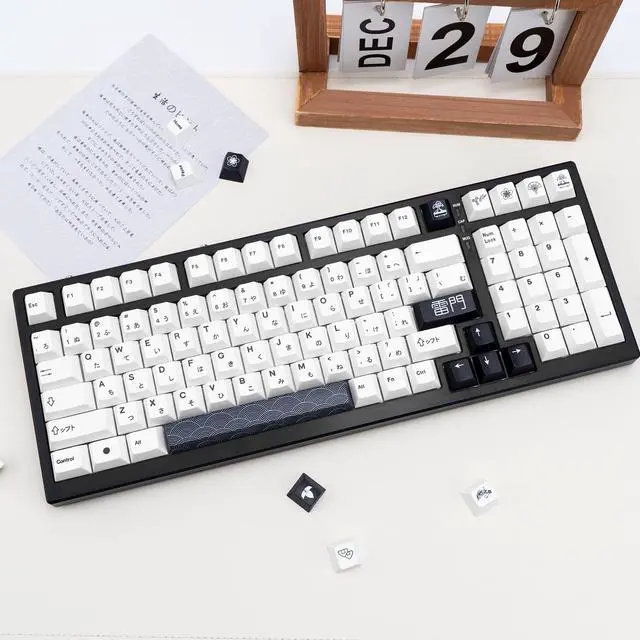 Alt view image 4 of 5 - GEKUCAP Black and White Japanese Keycaps 152 Keys Minimalist Style Cherry Profile Key Caps PBT Dye Sublimation Customized Keycaps Set Compatible with Cherry MX Switches Mechanical Keyboards