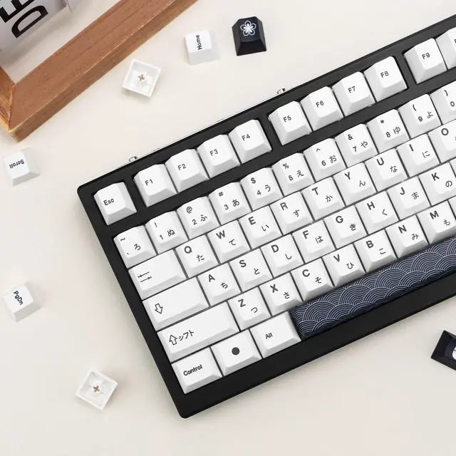 Alt view image 5 of 5 - GEKUCAP Black and White Japanese Keycaps 152 Keys Minimalist Style Cherry Profile Key Caps PBT Dye Sublimation Customized Keycaps Set Compatible with Cherry MX Switches Mechanical Keyboards