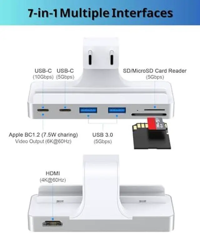 Alt view image 2 of 5 - Gewokliy USB C Hub for iMac 24 inch (M1/M3), iMac USB Adapter Multiports with 4K HDMI, Type-C 10Gbps, SD/TF Card Reader, iMac Hub for 2021 iMac 24-inch(M1)/2023 iMac 24-inch(M3) | iMac Accessories