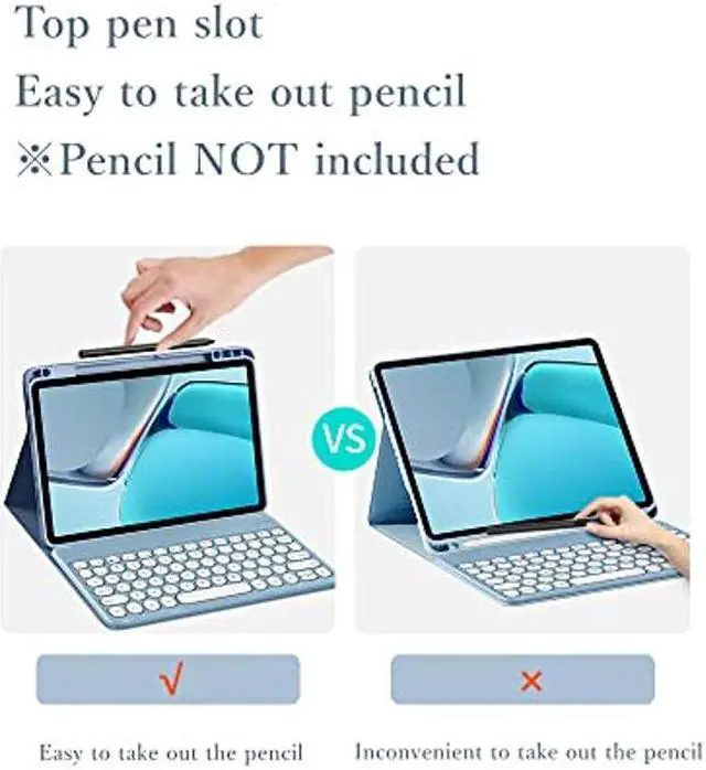 Alt view image 3 of 5 - KMXDD iPad 10th Generation Keyboard Case with Bluetooth Mouse Round Key Cute iPad 10 Removable Color Keyboard Cover,Dark Green