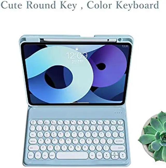 Alt view image 4 of 5 - KMXDD iPad 10th Generation Keyboard Case with Bluetooth Mouse Round Key Cute iPad 10 Removable Color Keyboard Cover,Dark Green