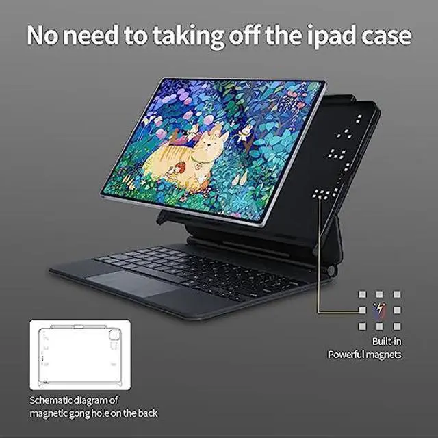 Alt view image 4 of 5 - Haflyer Case for 2020/2022 iPad Air 10.9" 4th 5th Gen& 2018/2020/2021/2022 iPad Pro 11" 1st-4th- Magic Keyboard Compatible Case with Pencil Holder (Keyboard Not Included) - (Golden Rice Field)