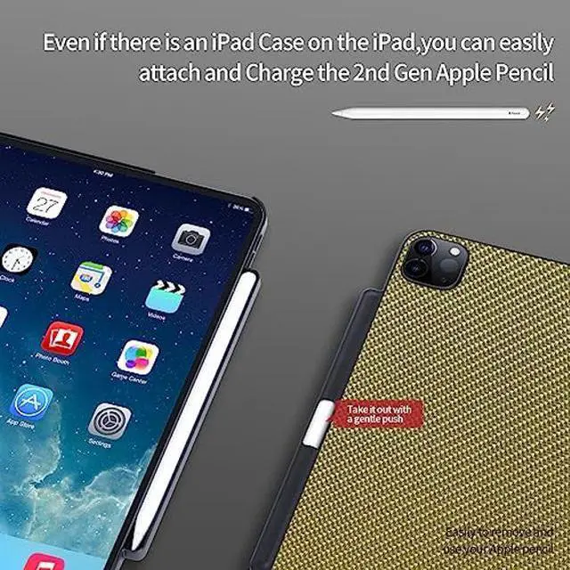 Alt view image 5 of 5 - Haflyer Case for 2020/2022 iPad Air 10.9" 4th 5th Gen& 2018/2020/2021/2022 iPad Pro 11" 1st-4th- Magic Keyboard Compatible Case with Pencil Holder (Keyboard Not Included) - (Golden Rice Field)