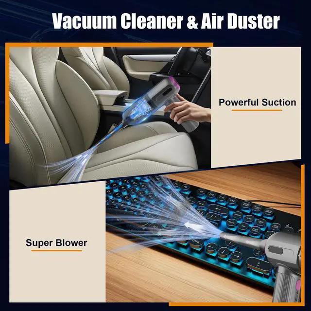 Alt view image 2 of 5 - Hayousui 7000Pa Mini Vacuum Cleaner: Handheld Vacuum & Electronics Duster & Hand Pump Cordless Keyboard Vac 3-Gear Compressed Air Blower for Computer Sewing Machine Laptop Car Home Office