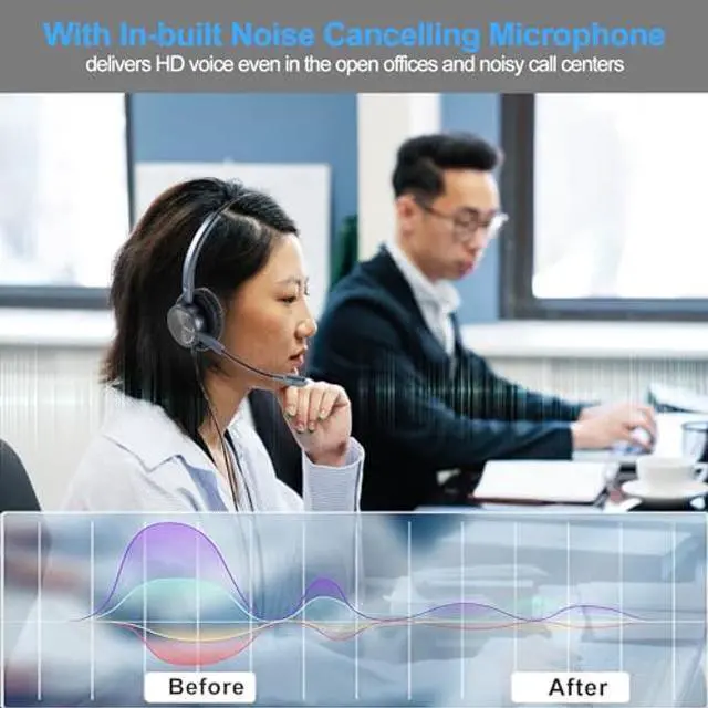 Alt view image 2 of 5 - EMAIKER One Ear USB-A Headset with Microphone for PC, Computer Headset with Mic Noise Canceling for Laptop Teams Zoom Office Work Call Center Telework Softphone, Dictation, Recording