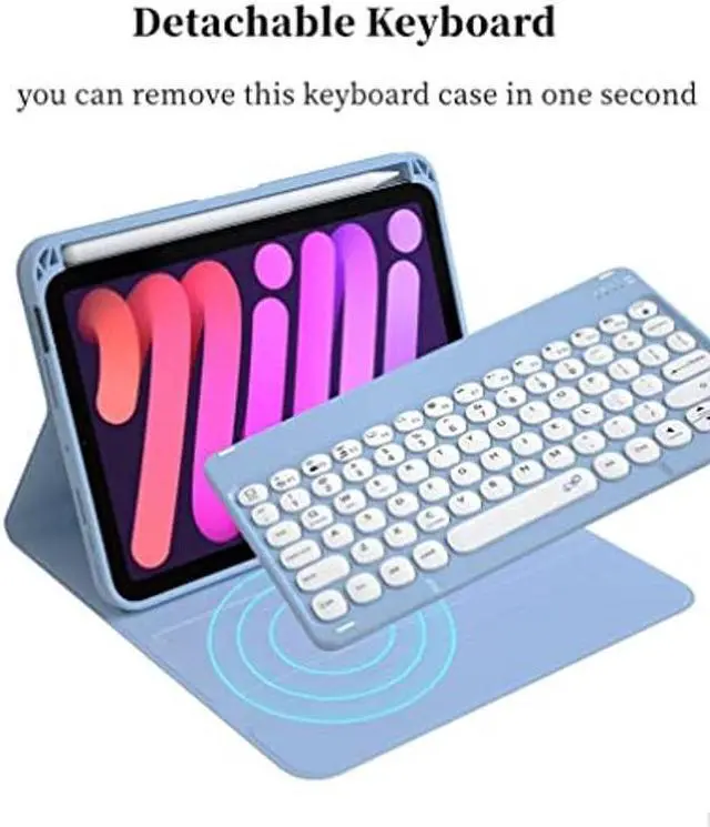 Alt view image 3 of 5 - AnMengXinLing iPad 10th Gen 2022 Case with Keyboard and Mouse, 360 Rotatable iPad 10 2022 Keyboard Case,Clear Back Shell Cover with Pencil Holder and Detachable Round Key Keyboard (Black)