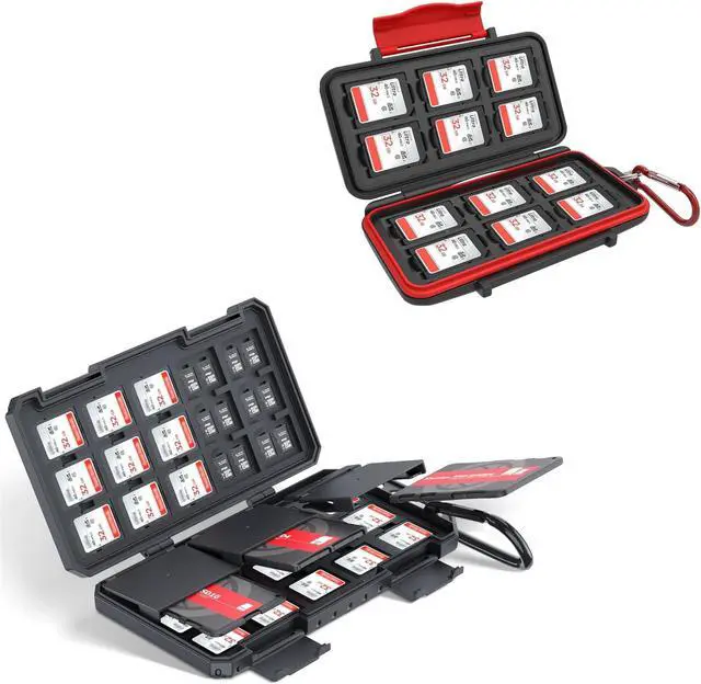 Main image of Water-Resistant Memory Card Case + New Memory Card Case: for Storage SD SDXC SDHC & TF MSD Cards