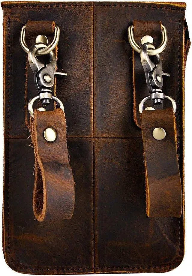 Alt view image 2 of 5 - Le'aokuu Mens Genuine Leather Fanny Small 8" Sling Messenger Shoulder Satchel Waist Bag Pack (The 021 Dark Brown)