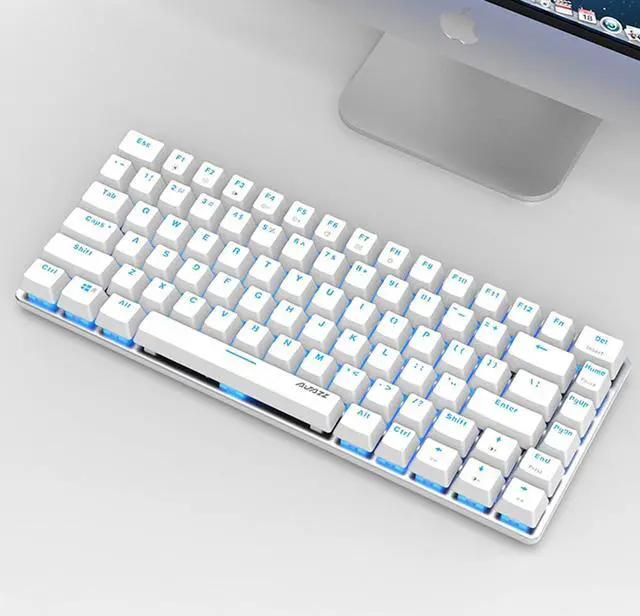 Alt view image 2 of 5 - Lomiluskr AK33 Compact Wired Mechanical Keyboard, 82 Anti-ghosting Keys, Small and Portable, Single Color Backlit (White, Black Switch)