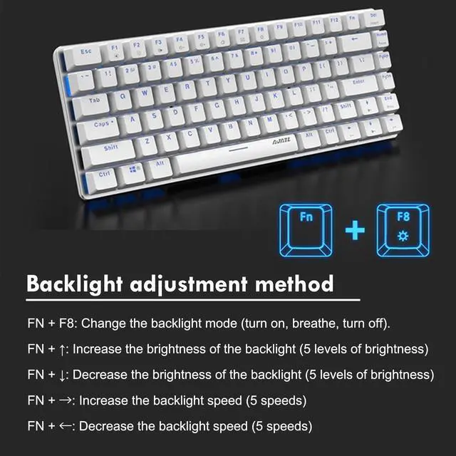 Alt view image 4 of 5 - Lomiluskr AK33 Compact Wired Mechanical Keyboard, 82 Anti-ghosting Keys, Small and Portable, Single Color Backlit (White, Black Switch)