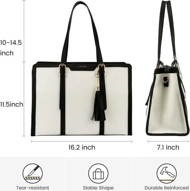 Alt view image 4 of 5 - LOVEVOOK 15.6-inch Canvas Laptop Tote with Clutch for Women - Lightweight, Large Capacity for Work, Travel, School
