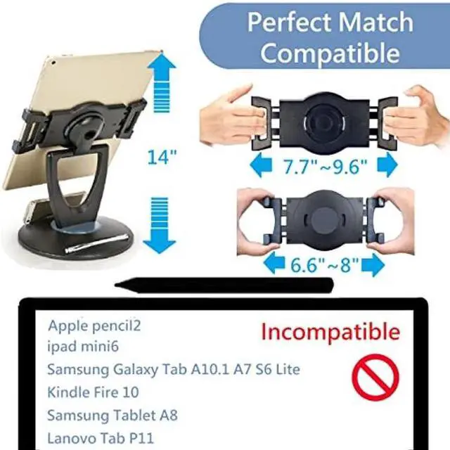 Alt view image 4 of 5 - MAX SMART Large Tablet POS Stand, Rotating Commercial Tablet Stand, Swivel Base for Retail Kiosk Register Office Showcase Cashier and Business