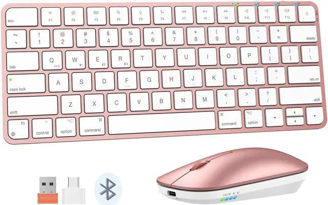 Main image of MEETION Wireless Bluetooth Keyboard and Mouse for Mac, Multi Device Quiet Slim Rechargeable Low Profile Apple Layout Magic Keyboard Mouse for iPad, iPhone, iMac, MacBook Air/Pro, for Mac/iPadOS RoseG