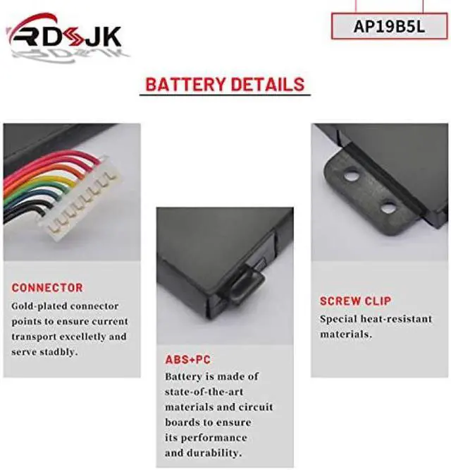 Alt view image 5 of 5 - AP19B5L Laptop Battery for Acer Aspire 5 A514-54 A515-55 A515-43 A515-43-R5RE A515-43-R19L A515-43-DDR4 A515-43G A515-52 A515-52G Swift 3 SF314-42 SP314-21N-R5FR Vero AV15-51 AV15-51-549K 15.4V 54.6Wh