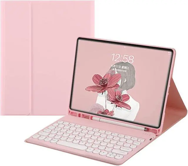 Main image of HENGHUI Keyboard Case for Galaxy Tab S9 11 inch Cute Round Key Color Keyboard Wireless Detachable BT Keyboard Cover with S Pen Holder (Galaxy Tab S9 11", Pink)
