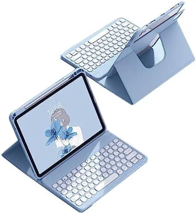 Alt view image 2 of 5 - SENLAN Rotatable iPad Air4 Air5 Keyboard case Magnet Detachable Transparent Back Cover iPad Pro11 2022 2021 2020 BT Keyboard with Pencil Holder Horizontal/Vertical Stand (iPadAir4/Air5/Pro11, Blue)