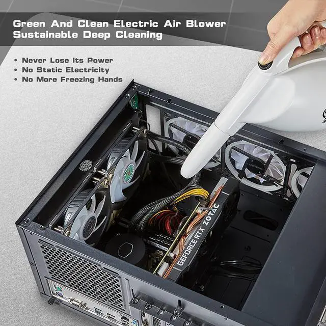 Alt view image 2 of 5 - SIN SHINE - Compressed Air 3.0- Multi-Use Electric Air Duster for Cleaning Dust, Hairs, Crumbs, Scraps for Laptop, Computer, Replaces Compressed Air Cans (AD01-White)