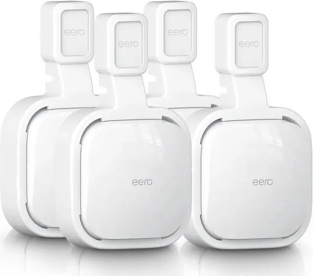 Main image of 4Pack Wall Mount Holder for eero Pro 6e/Pro 6 Mesh Wi-Fi System,Outlet Wall Mount Stand Bracket for eero Pro 6e tri-Band Mesh,Wall Bracket for eero Pro 6 Extender Router Wire Organizer