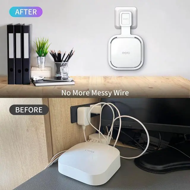 Alt view image 3 of 5 - 4Pack Wall Mount Holder for eero Pro 6e/Pro 6 Mesh Wi-Fi System,Outlet Wall Mount Stand Bracket for eero Pro 6e tri-Band Mesh,Wall Bracket for eero Pro 6 Extender Router Wire Organizer