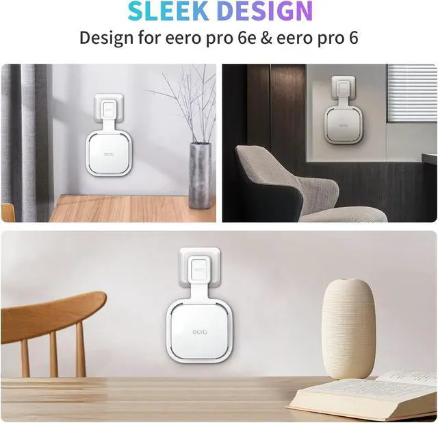 Alt view image 4 of 5 - 4Pack Wall Mount Holder for eero Pro 6e/Pro 6 Mesh Wi-Fi System,Outlet Wall Mount Stand Bracket for eero Pro 6e tri-Band Mesh,Wall Bracket for eero Pro 6 Extender Router Wire Organizer