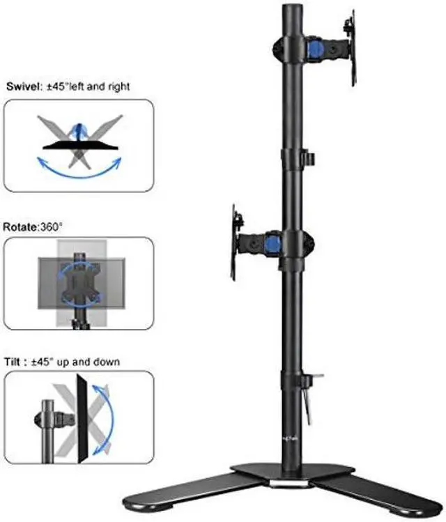 Alt view image 5 of 5 - Suptek Dual LED LCD Monitor Stand up Free-Standing Desk Mount for 2 / Two Screens up to 27 inch Extra Tall 31.5 inch Pole Heavy Duty Fully Adjustable Stand Vertical Array (ML6802)