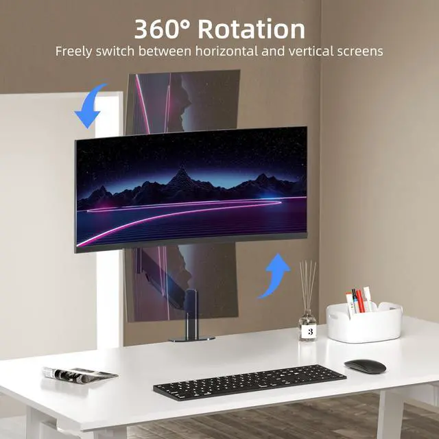 Alt view image 3 of 5 - Suptek Ultrawide Monitor Arm, Heavy Duty Monitor Arm for Ultrawide Monitors up to 43 inches and 28.6 lbs, Single Desk Mount Stand, Pneumatic Height,C-Clamp and Grommet Desk Mount MD71M