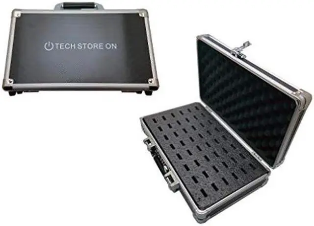 Main image of TECH STORE ON Flash USB Thumb Drive Case with Top Carry Handle Memory Card Electronic Accessories Storage Organizer Bag Secure Combination Lock Antistatic Shockproof Foam (Aluminum, 48 USB slots)