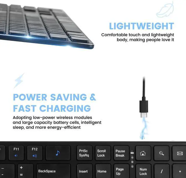 Alt view image 5 of 5 - TIETI K01R Wireless Keyboard, 2.4G Slim and Compact Wireless Keyboard with Numeric Keypad, Long Battery Life, Lag-Free for PC Laptop Computer Windows, Black