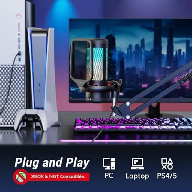 Alt view image 2 of 5 - Gaming USB Microphone Set for PC, TONOR RGB Condenser Mic with Boom Arm Quick Mute, RGB Lighting, Pop Filter, Shock Mount, Gain Control for Streaming Podcasting Recording Discord Twitch YouTube TC310+
