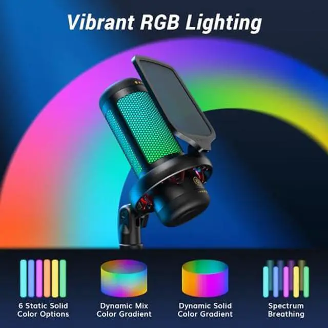 Alt view image 4 of 5 - Gaming USB Microphone Set for PC, TONOR RGB Condenser Mic with Boom Arm Quick Mute, RGB Lighting, Pop Filter, Shock Mount, Gain Control for Streaming Podcasting Recording Discord Twitch YouTube TC310+