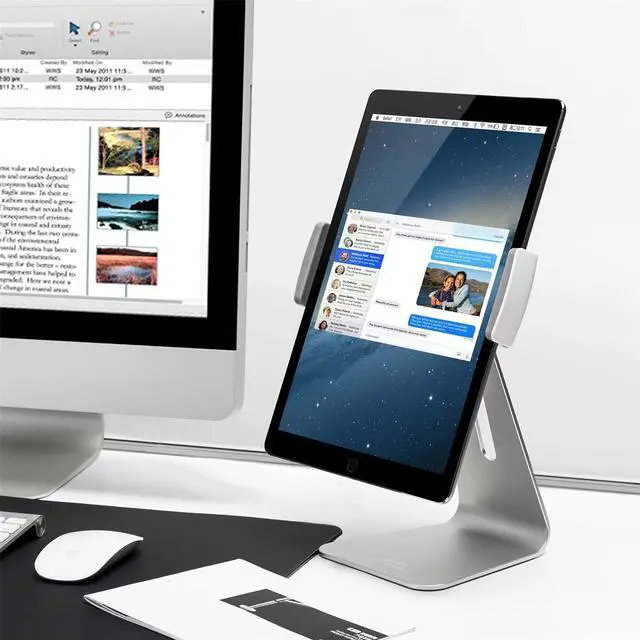 Alt view image 2 of 5 - Viozon iPad Pro Stand, Tablet Stands 360° Rotatable Aluminum Alloy Desktop Mount Stand Compatible with 7-13inch iPad Pro iPadAir iPad Mini Surface and Surface Pro (Silver General)