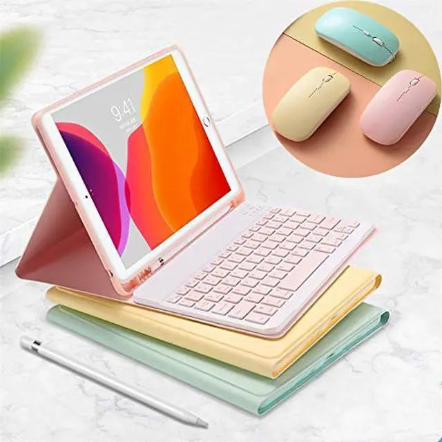 Main image of YEEHi Color Keyboard for iPad 9th 8th 7th Generation iPad Air 3 Pro 10.5 Keyboard Case with Mouse Cute Detachable Removable Wireless Bluetooth Keyboard Cover (DarkGreen)