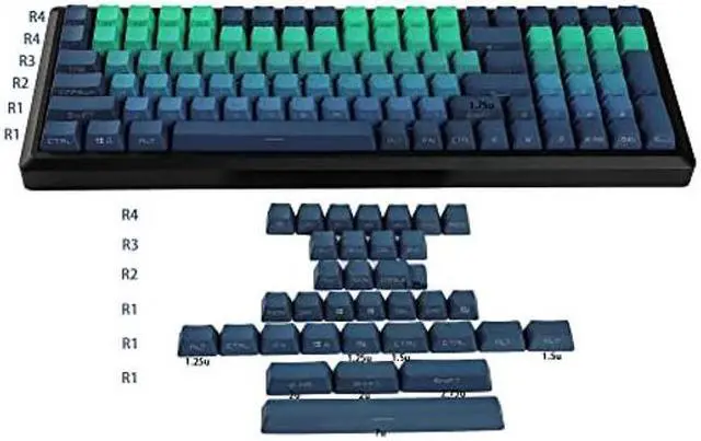 Alt view image 2 of 5 - YMDK 133 Key Cyan Blue PBT Double Shot Side-lit Shine Through Backlit keycaps OEM Profile for MX Mechanical Keyboard 108 96 87 NJ80 KBD67 ID80 84 68 64