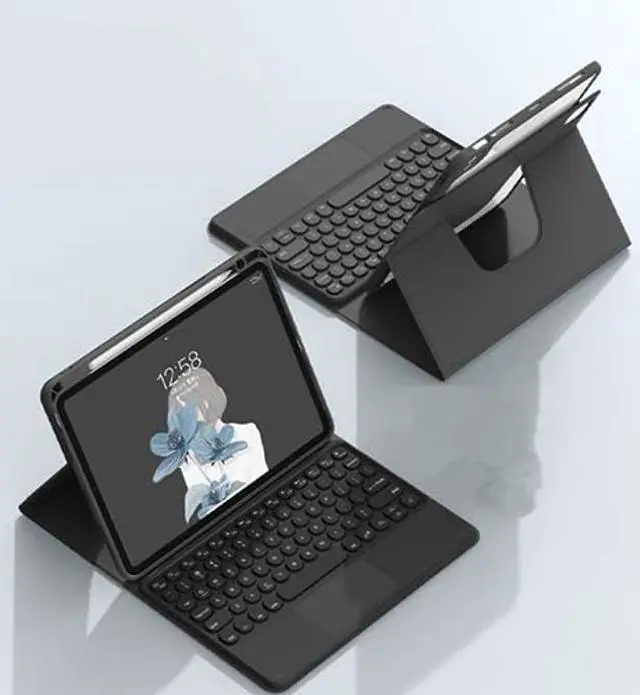 Alt view image 2 of 5 - GOOVEN] iPad Pro11 inch 4th 3rd 2nd Gen/iPad Air4 Air5 Keyboard Cover with Touchpad, 360deg Rotating Horizontal/Vertical Stand Magnet Detachable Bluetooth Keyboard Transparent Back Shell (Black)