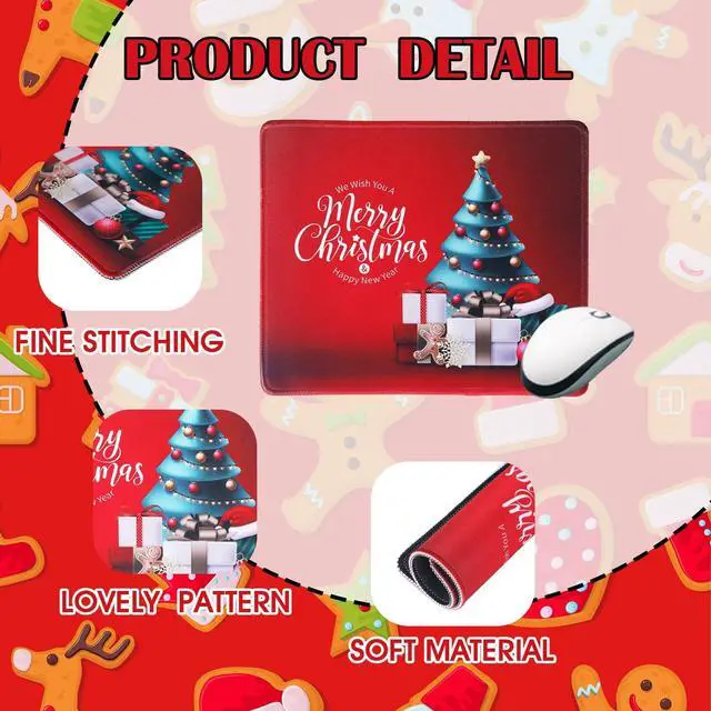 Alt view image 3 of 5 - Yaocom 3 Pcs Christmas Computer Monitor Cover and 3 Pcs Christmas Mouse Pad, Computer Monitor Border Cover Elastic Laptop Accessary for Home Office Winter Xmas New Year Gift