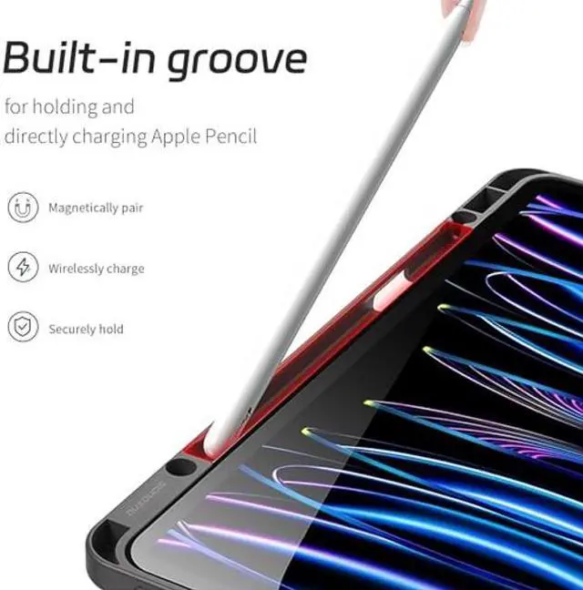 Alt view image 3 of 5 - ZenRich Case for iPad Pro 12.9'' (4th/5th/6th Generation) with Pencil Holder, Multi-Angle Magnetic Smart Cover with [Portrait/Landscape Stand] [Hard Clear PC Back Shell] [Auto Wake/Sleep]-Black