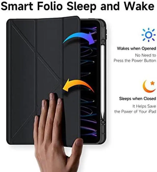 Alt view image 4 of 5 - ZenRich Case for iPad Pro 12.9'' (4th/5th/6th Generation) with Pencil Holder, Multi-Angle Magnetic Smart Cover with [Portrait/Landscape Stand] [Hard Clear PC Back Shell] [Auto Wake/Sleep]-Black