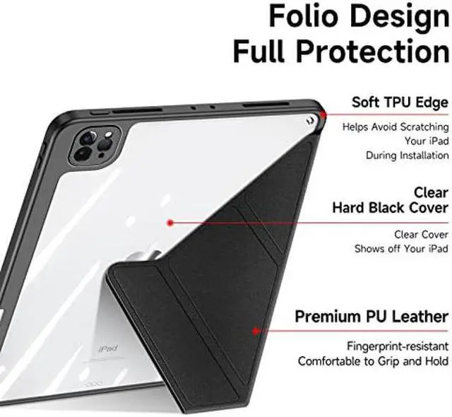 Alt view image 5 of 5 - ZenRich Case for iPad Pro 12.9'' (4th/5th/6th Generation) with Pencil Holder, Multi-Angle Magnetic Smart Cover with [Portrait/Landscape Stand] [Hard Clear PC Back Shell] [Auto Wake/Sleep]-Black