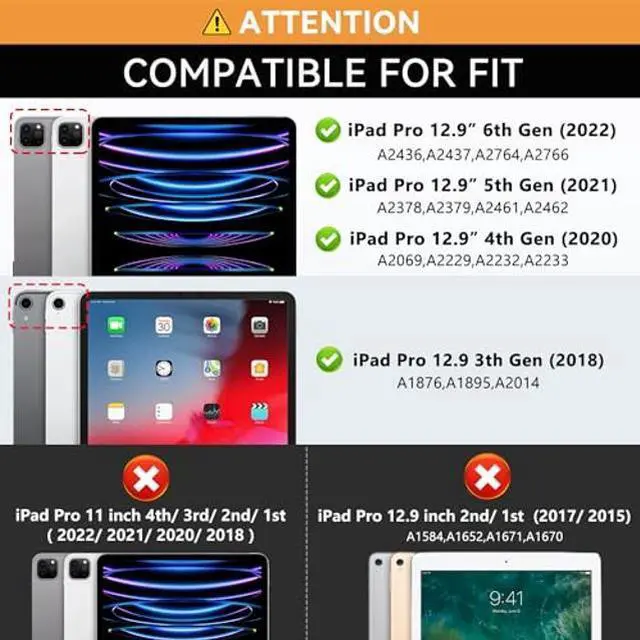 Alt view image 2 of 5 - Zonefoker Case for New iPad Pro 12.9 inch 6th/5th/4th/3rd generation 2022/2021/2020/2018, 12.9 ipad Pro Leather Protective Cover 6/5/4/3 Gen with Pencil Holder, Auto Wake/Sleep, Composition Book Black