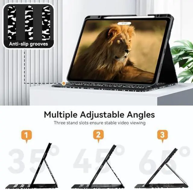 Alt view image 3 of 5 - Zonefoker Case for New iPad Pro 12.9 inch 6th/5th/4th/3rd generation 2022/2021/2020/2018, 12.9 ipad Pro Leather Protective Cover 6/5/4/3 Gen with Pencil Holder, Auto Wake/Sleep, Composition Book Black