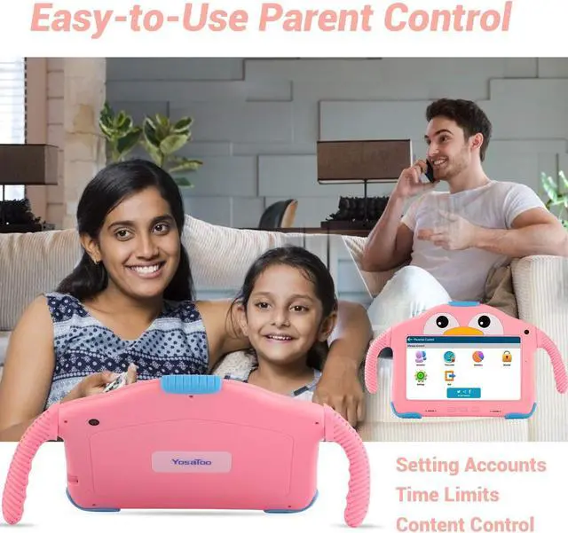 Alt view image 4 of 5 - Kids Tablet 7 inch Tablet for Kids 3-7 Toddler Tablet with Case WiFi Kids Android Tablet for Toddlers Kids Software Installed Kid Tablet for Girls