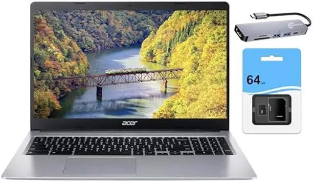 Main image of acer Chromebook 315 Laptop Computer (2023), 15.6" HD Display, Intel Celeron N4020 (up to 2.8GHz), 4GB RAM, 128GB Storage (64GB eMMC+64GB SD), Webcam, WiFi, 12+ Hrs Battery, Chrome OS+MarxsolAccessory